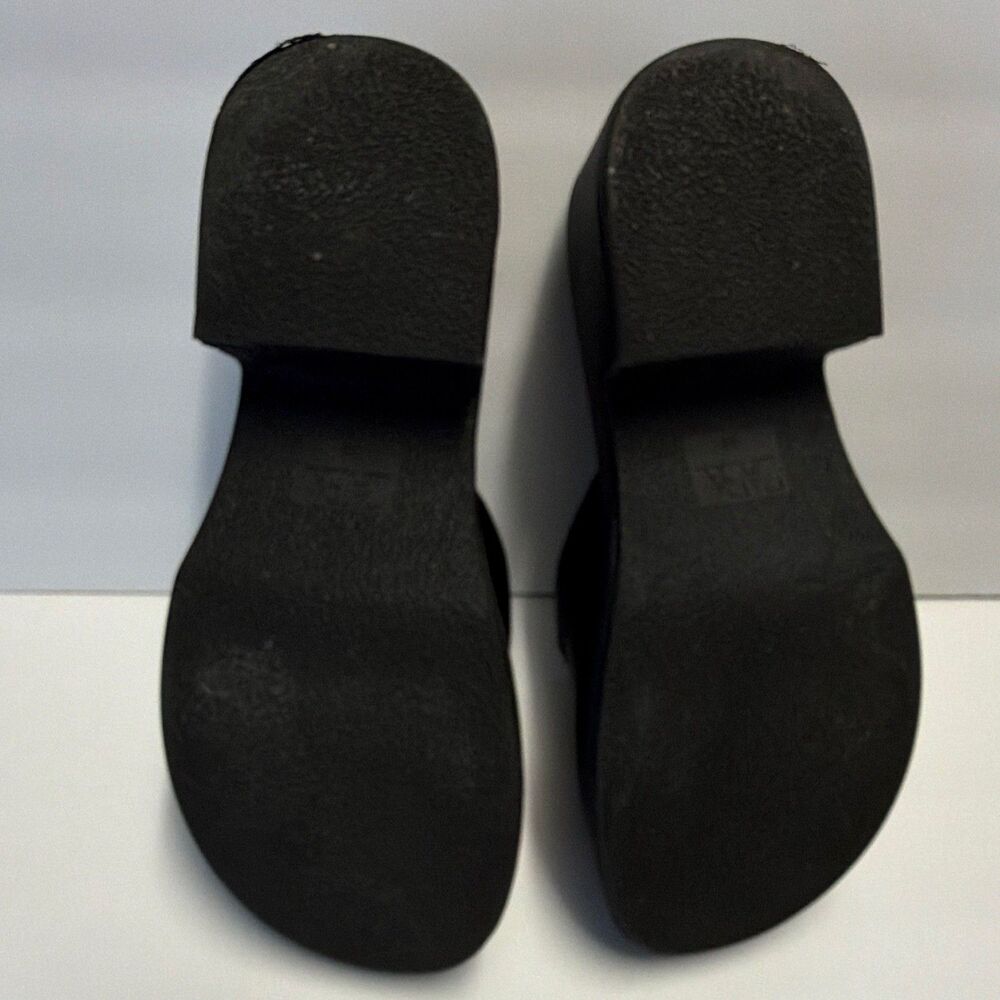 ZARA Womens Leather Platform Wedge Strappy Slip-On Sandals Black EU 39 - Picture 5 of 7